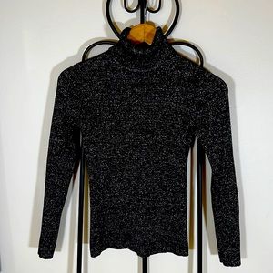 Stunning Black with Silver Thread turtleneck sweater